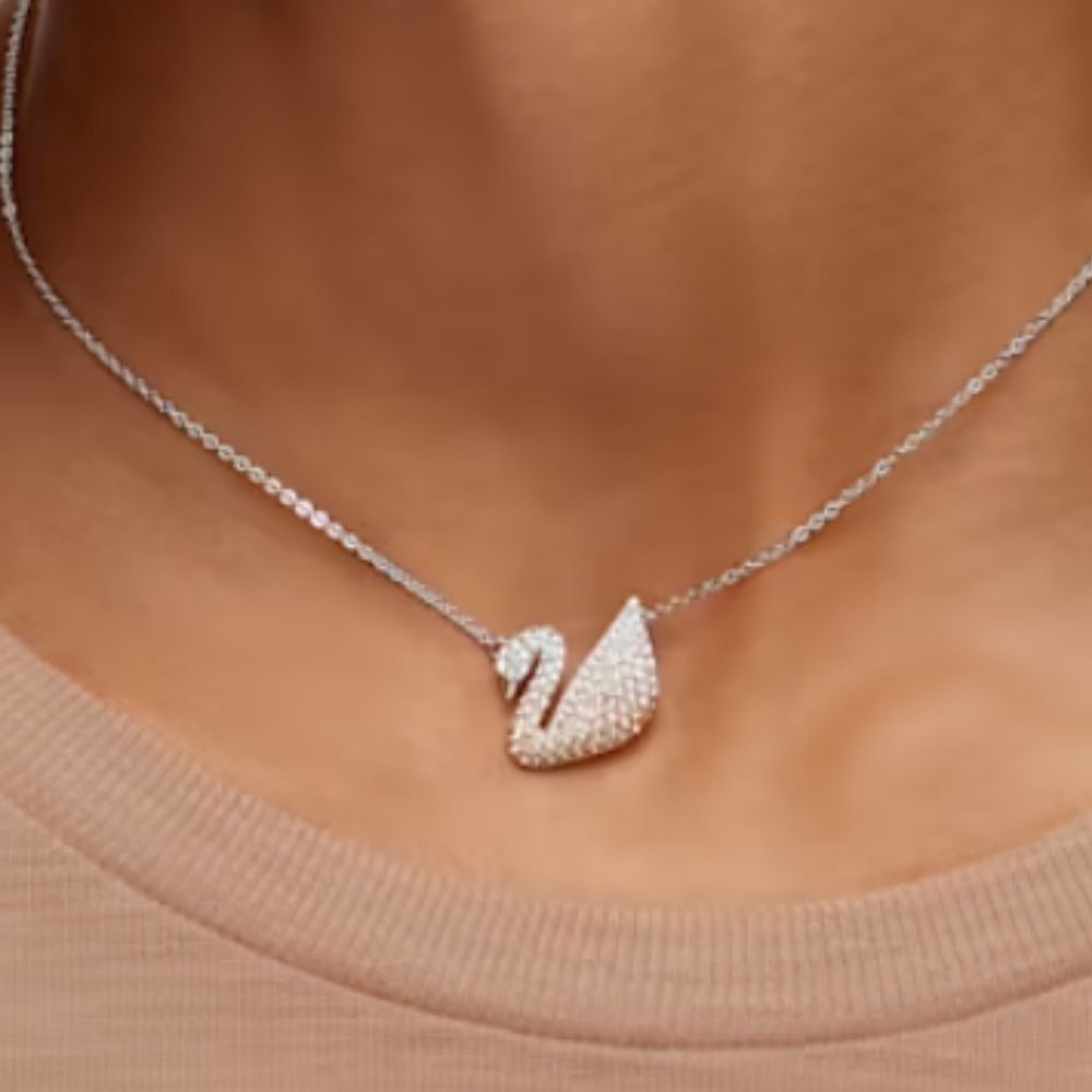 Swarovski Iconic Swan Pendant Necklace  - Beige
